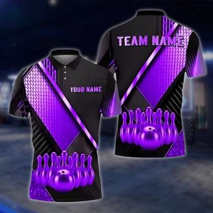 Personalized Mens Black And Gold Polo Bowling Team Shirts, Custom Team Bowling Shirt BZ0749 BOW0170