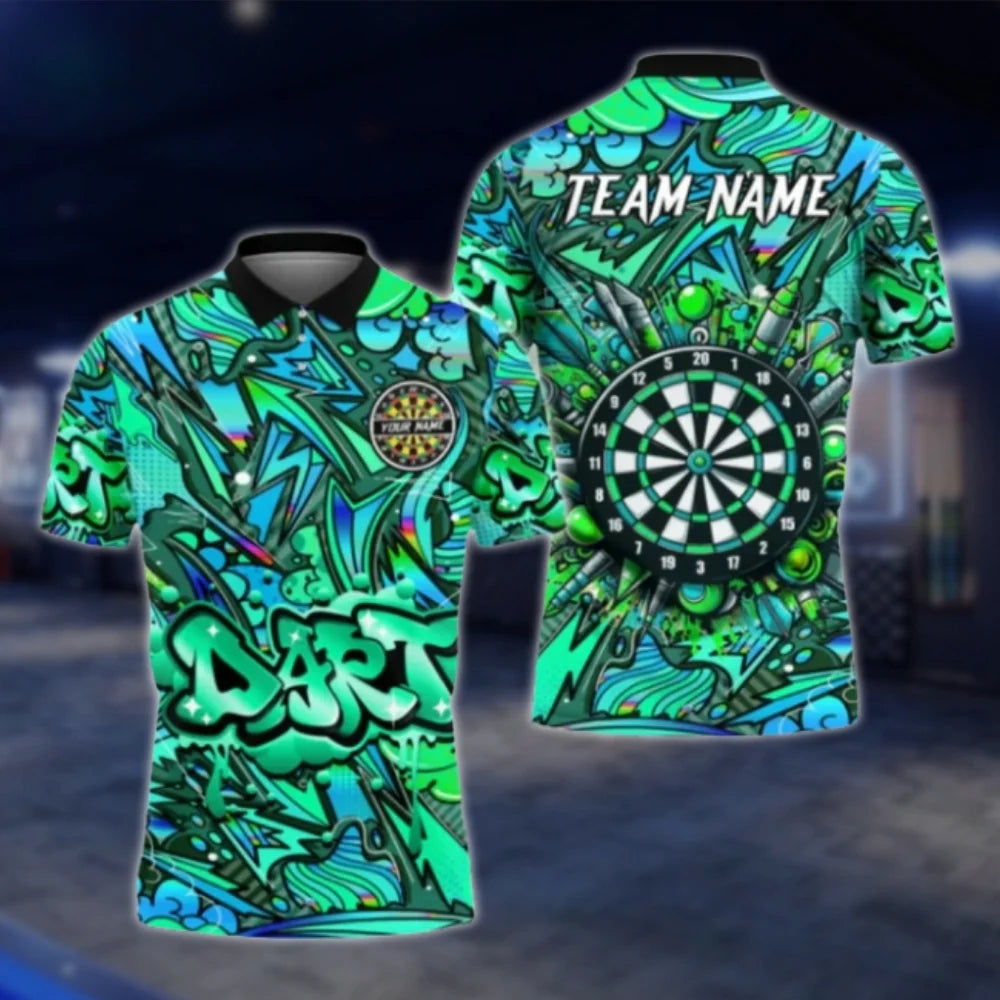 Personalized Graffiti Dart Team Polo Shirt For Men, Custom Graffiti Dart Shirts DAT0321