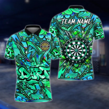 Personalized Graffiti Dart Team Polo Shirt For Men, Custom Graffiti Dart Shirts DAT0321