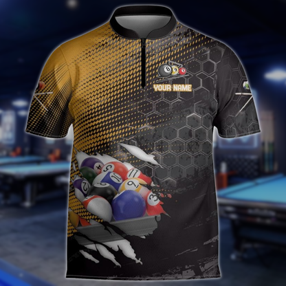 Custom Team Grunge Navy Black Billiard Jersey For Mens, Custom Pool Billiard Shirts BLD0235