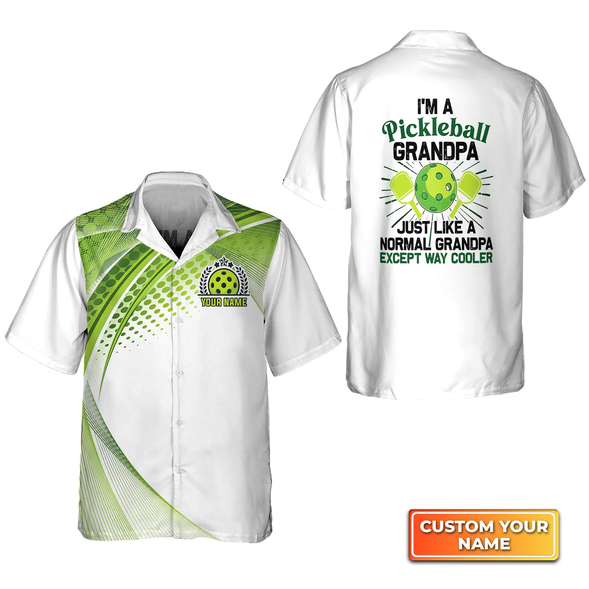 Pickleball Grandpa Like Normal Grandpa Personalized Name 3D Hawaiian Shirt QB95 Gift For Pickleball Player PKL0094