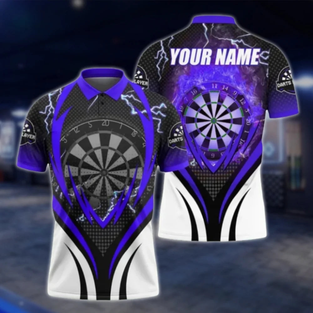 Custom Dartboard Fire Men's Dart Polo Shirt, Custom Name Dart Shirts DAT0394