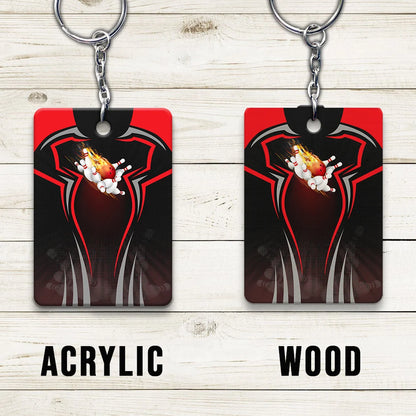 The Red Bowling Ball Crashing The Pins Personalized Name 3D Keychain ORN0168