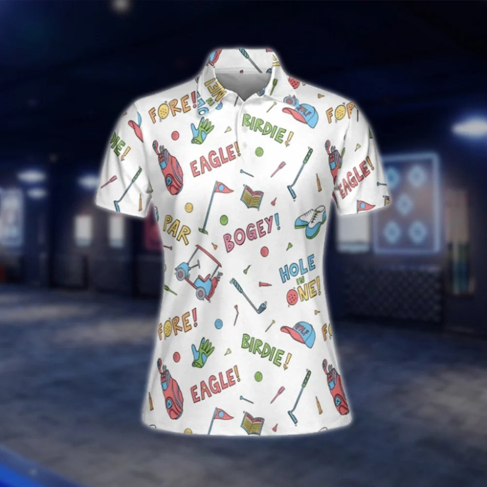 Womens Hole In One Birdie Eagle Bogey Golf Polo Shirts, Funny Golf Shirts Womens GOF0286