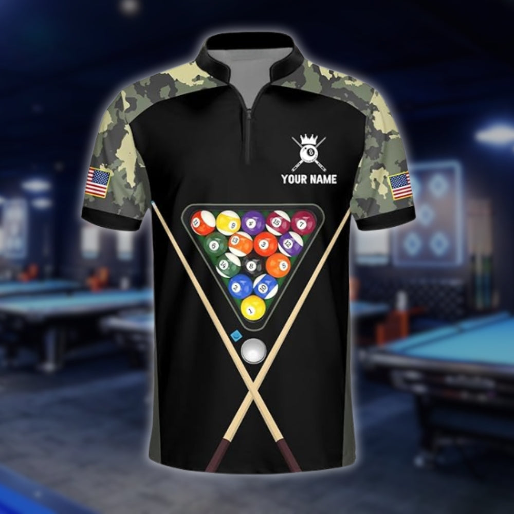 Custom Camouflage Billiard Jersey For Mens, Custom Camo Billiard Team Shirts BLD0098