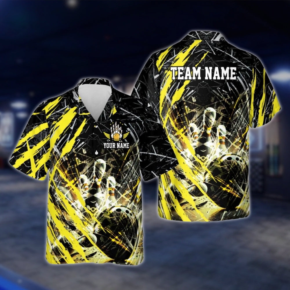 Custom Team Grunge Black Red Bowling Hawaiian Shirt For Men Women, Custom Bowling Team Shirts BE0050 BOW0361