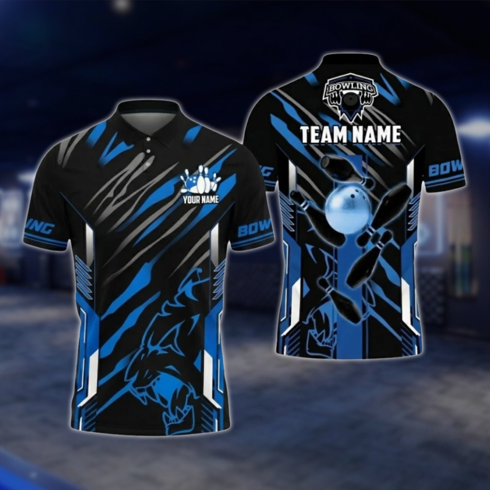 Personalized Black Gold Bowling Team Polo Shirt For Men, Custom Team Bowling Shirt BZ0802 BOW0104