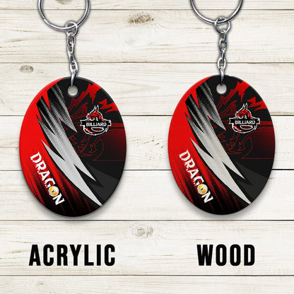 Dragon Team Billiard Pool 9 Ball On Fire Personalized Name 3D Keychain Gift For Billiard Players ORN0186