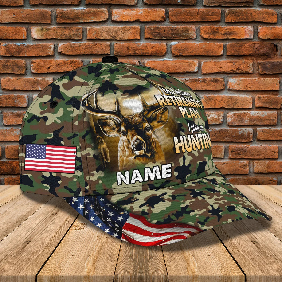 American - Deer Hunting 3- Personalized Name Cap - Loop- T2k-165 HNT0202