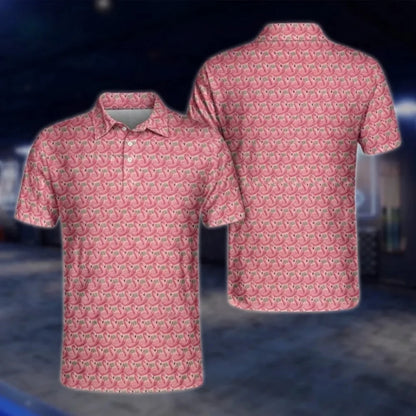 Flamingo Pink Tropical Matching Golf Shirt For His And Her, Matching Flamingo Couple Golf Shirt GOF0078