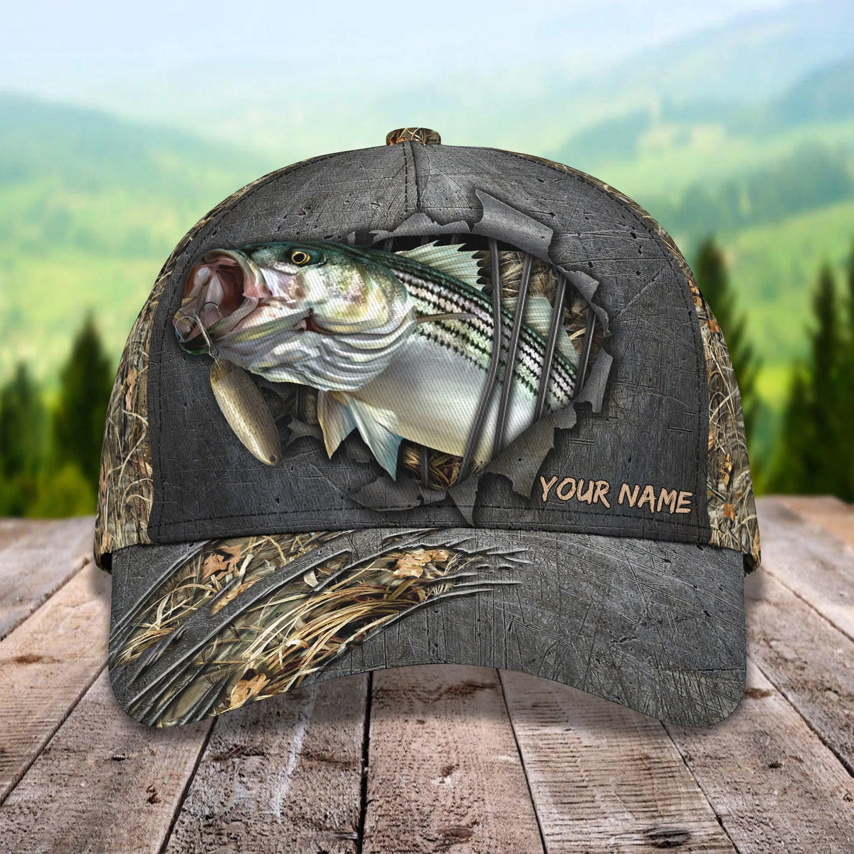 Fishing Camo - Personalized Name Cap - Pth98 FISH0046