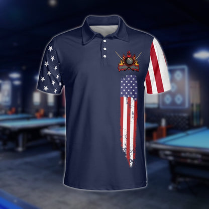 Custom Red White And Blue American Flag Billiard Polo Shirt For Mens, Custom Patriotic Billiard Team Shirts BLD0260