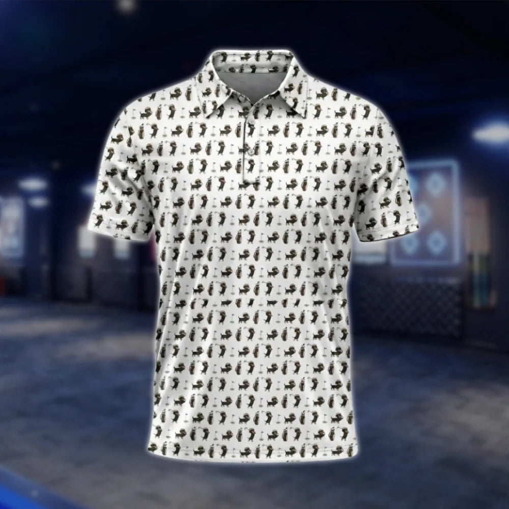 Wiener Dog Golf Polo Shirt For Men, Dachshund Lover Golf Shirt GOF0050