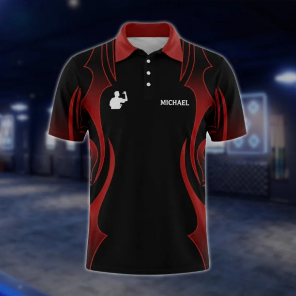 Custom Red Black Mens Dart Polo Shirt, Custom Darts Team Shirts DAT0269