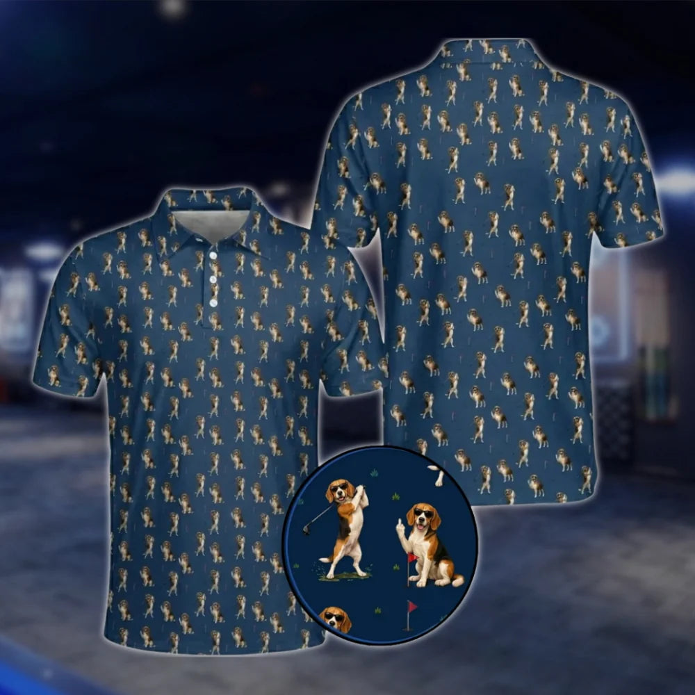 Beagle Golf Polo Shirt Mens, Beagle Golf Shirt For Dog Lover GOF0059