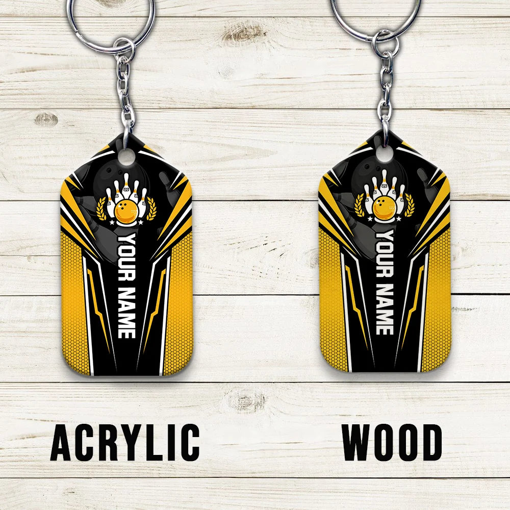 Yellow Bowling You Don't Have To Be Crazy Personalized Name 3D Keychain Gift For Bowler ORN0190