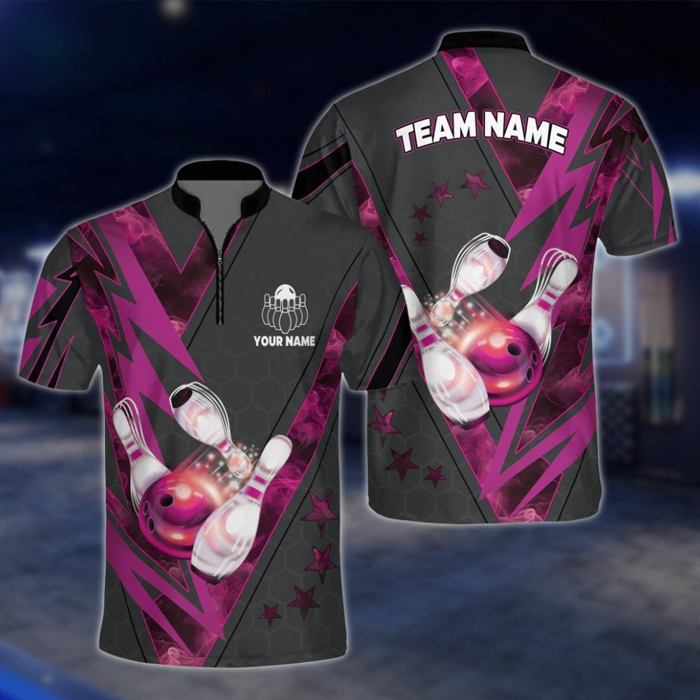 Men's Custom Team Black Red Bowling Jersey, Custom Bowling Shirts For Team BZ0080 BOW0465
