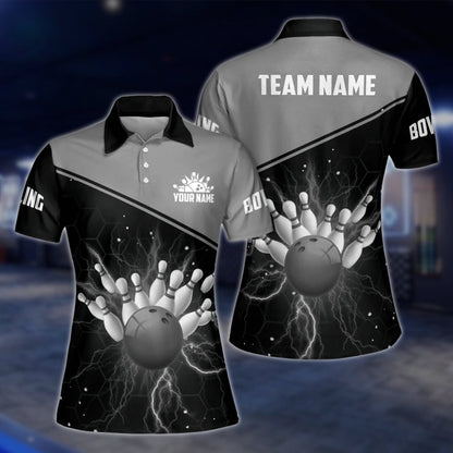 Custom Thunder Red Bowling Womens Polo Shirt, Custom Thunder Team Bowling Shirts For Ladies BW0149 BOW0211