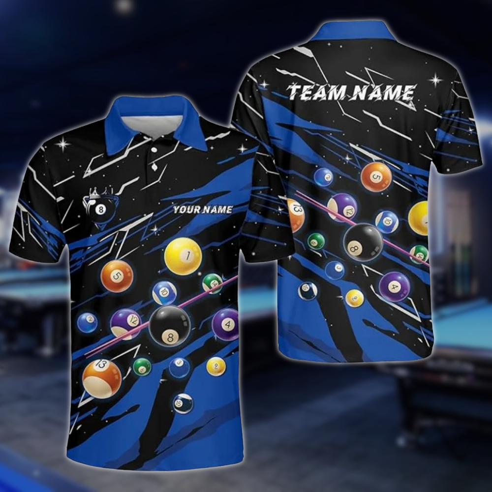 Custom Team Black And Red Bowling Polo Shirt For Mens, Custom Billiard Pool Players Shirts BLD0187