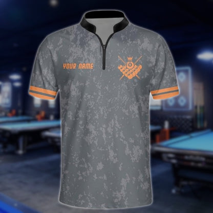 Custom 8 Ball Jersey Team Shirt Men's, Custom Grey Pool Billiard Shirts BLD0151