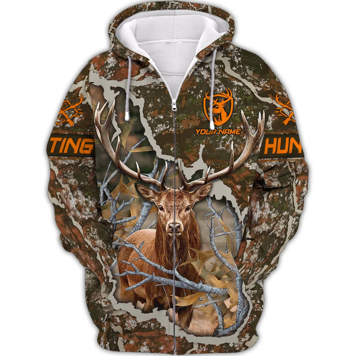 Hunting Personalized Name 3D Zipper Hoodie Deer Hunter Shirt HNT0129