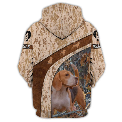 Rabbit Hunting - Beagle - Personalized Name 3D Zipper Hoodie 208 HNT0094