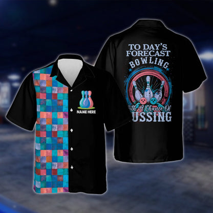 Today's Forecast Bowling With A Chance Of Cussing Multicolor Custom Bowling Hawaiian Shirt, Custom Funny Bowling Shirts BE0036 BOW0355