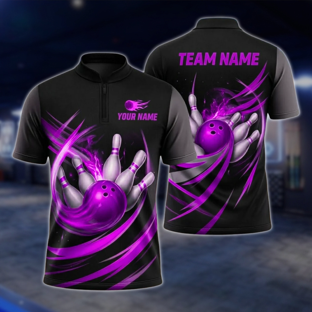Personlized Team  Black And Cyan Bowling Jersey For Men, Custom Bowling Shirt BZ0764 BOW0153