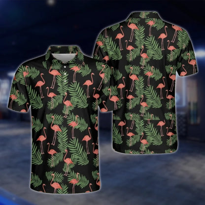 Matching Tropical Flamingo Couple Golf Polo Shirt, Flamingo Matching Golf Shirt For His And Her GOF0089