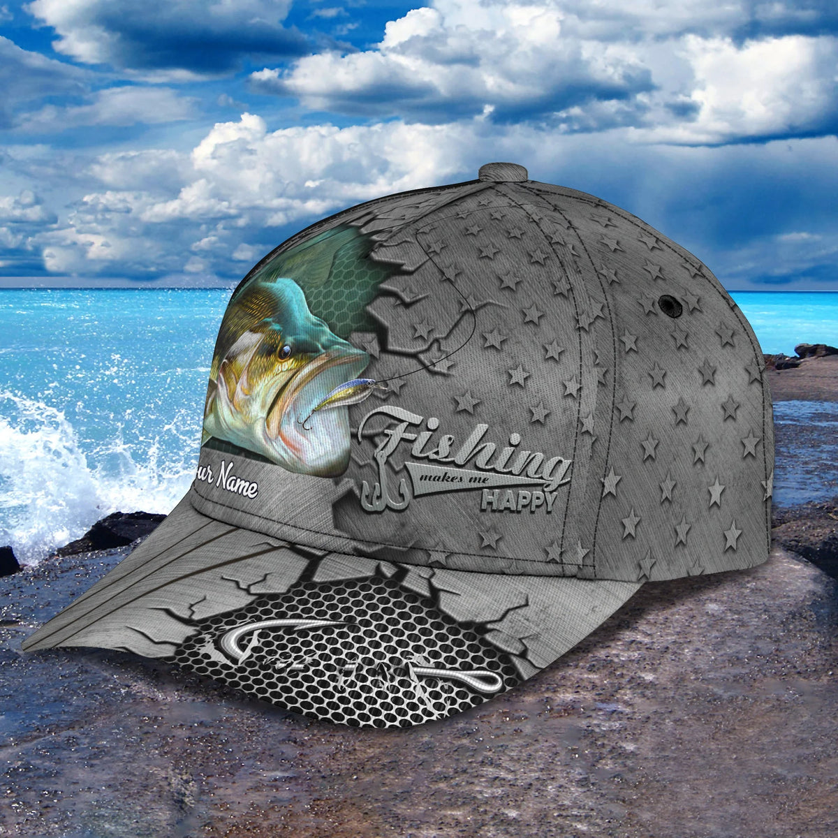 Fishing art- Personalize Name Cap  - ORN0250