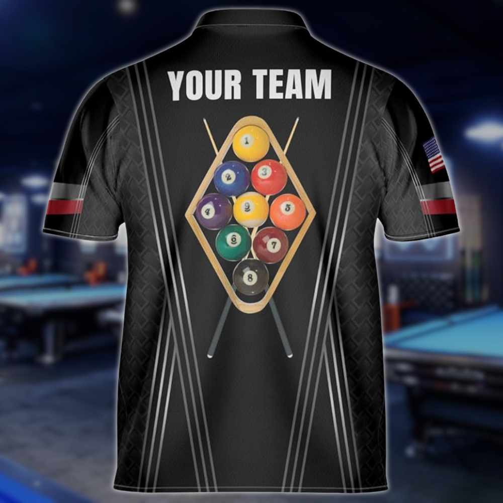 Custom Billiard Team Jersey Shirts For Men, Custom Black Pool Billiard Shirts BLD0265