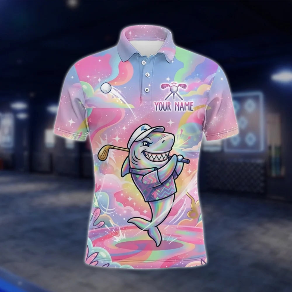 Personalized Dolphin Womens Pink Golf Polo Shirt, Custom Dolphin Golf Team Shirt Ladies GOF0014