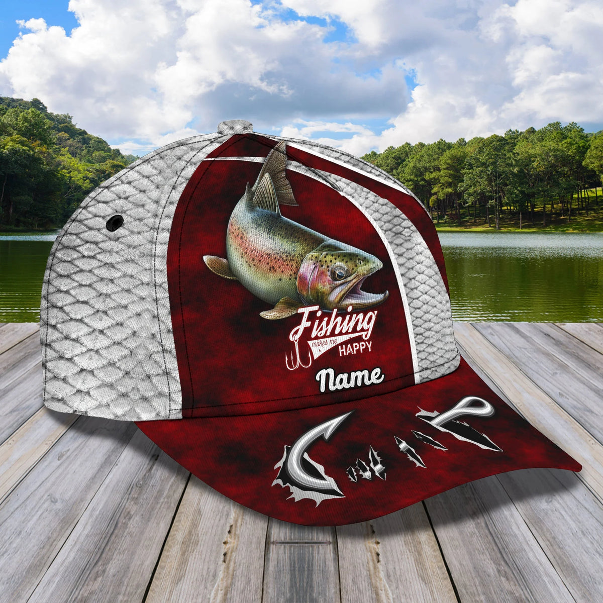 Steelhead  Fishing- Personalize Name Cap  - Loop - Ntp-245 FISH0280
