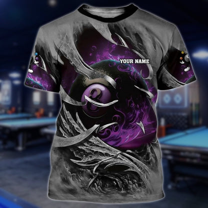 Custom Team 8 Ball TShirts For Men And Women, Custom Flaming 8 Ball Billiard Team Shirts BLD0272