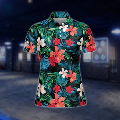 Tropical Golf Polo Shirts For Women, Tropical Golf Shirts Womens GOF0270