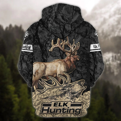 ELK Hunting 068 - Personalized Name 3D Zipper Hoodie - DAT93 HNT0050