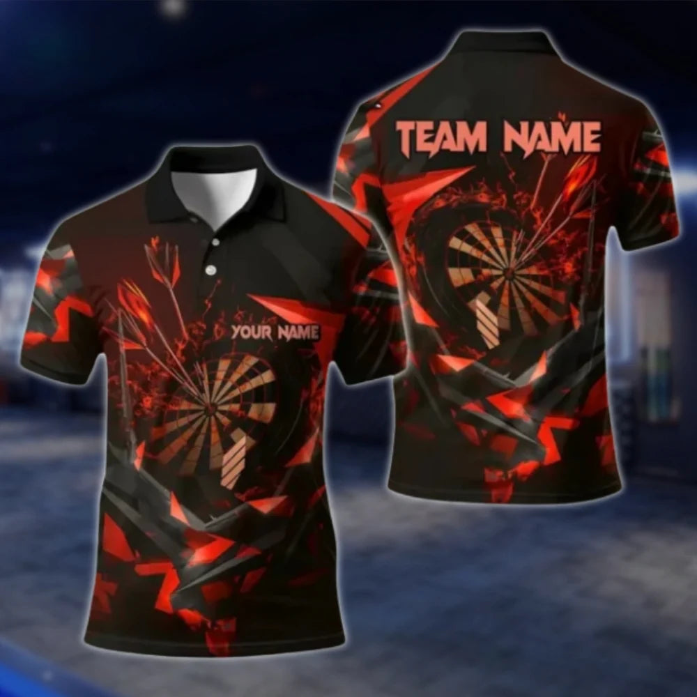 Custom Team Black Yellow Dart Polo Shirt For Men, Custom Darts Shirts DAT0395