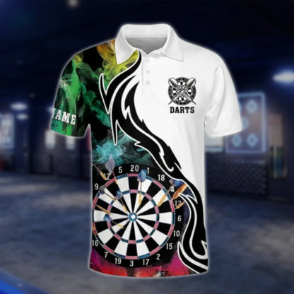 Custom Team Multicolor Smoke Dart Mens Polo Shirt, Custom Dart Team Shirts DAT0261