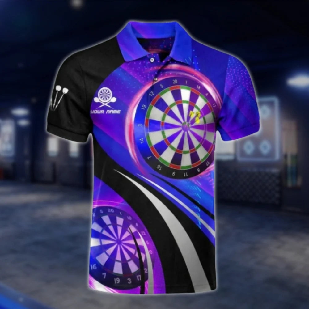 Personalized Name Neon Purple Dart Polo Shirt, Custom Dart Shirts DAT0439