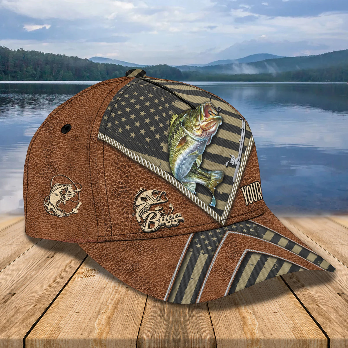 Bass Fishing Personalized Name Cap FISH0126