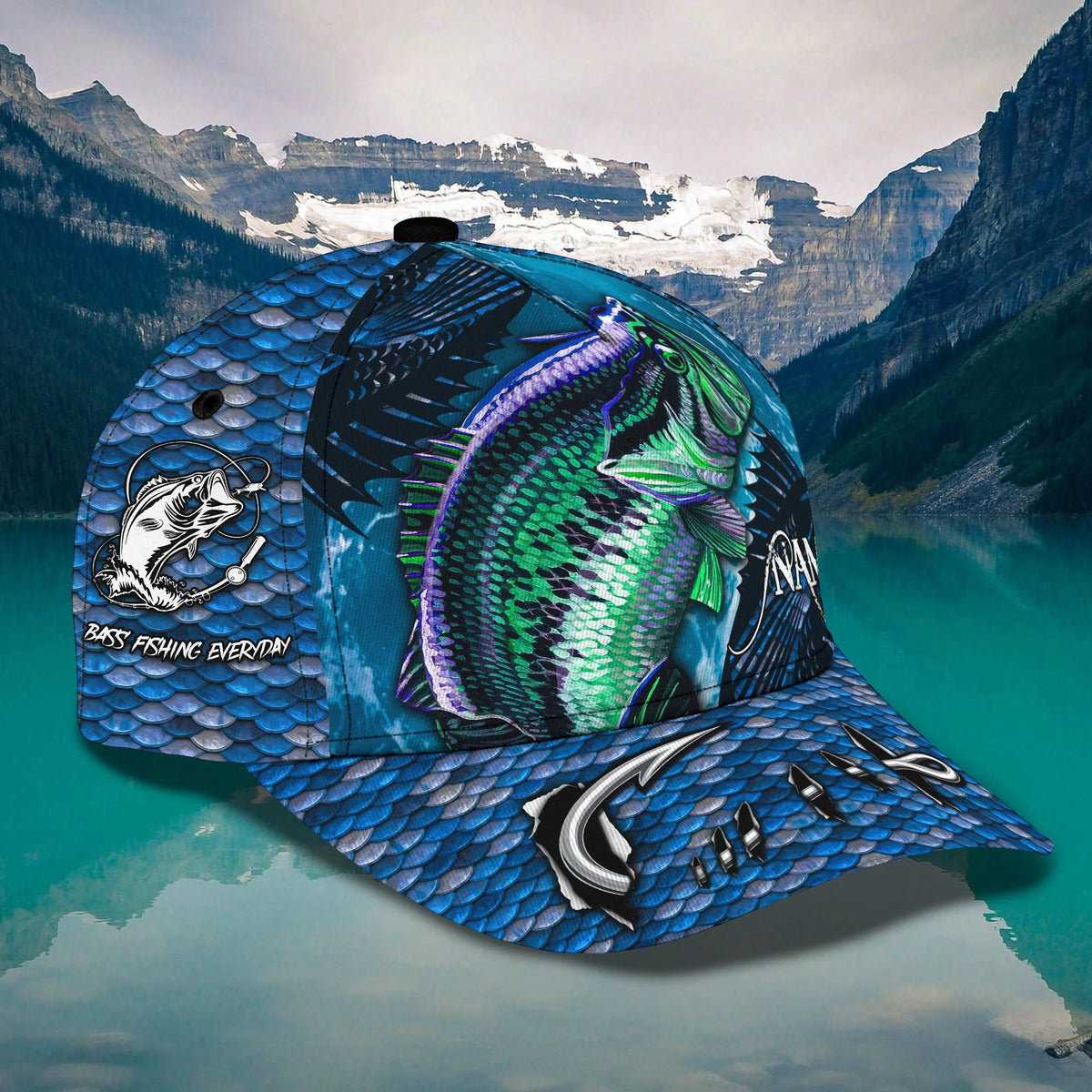 Bass Fishing Everday - Personalized Name Cap - 032 FISH0053