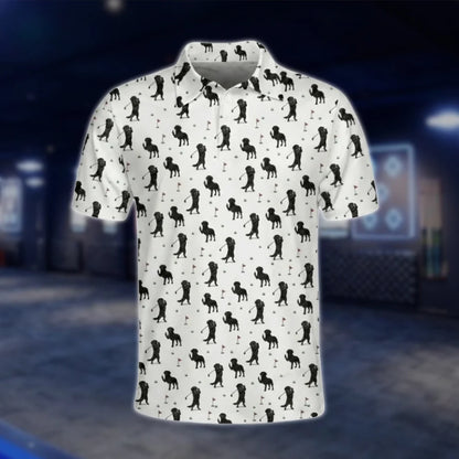 Mens Black Labrador Golf Polo Shirt, Black Labrador Dog Golf Shirts GOF0054