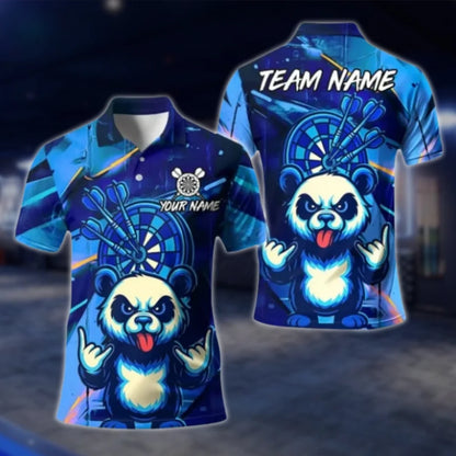 Custom Panda Funny Darts Polo Shirt For Men, Custom Team Panda Dart Shirts DAT0412
