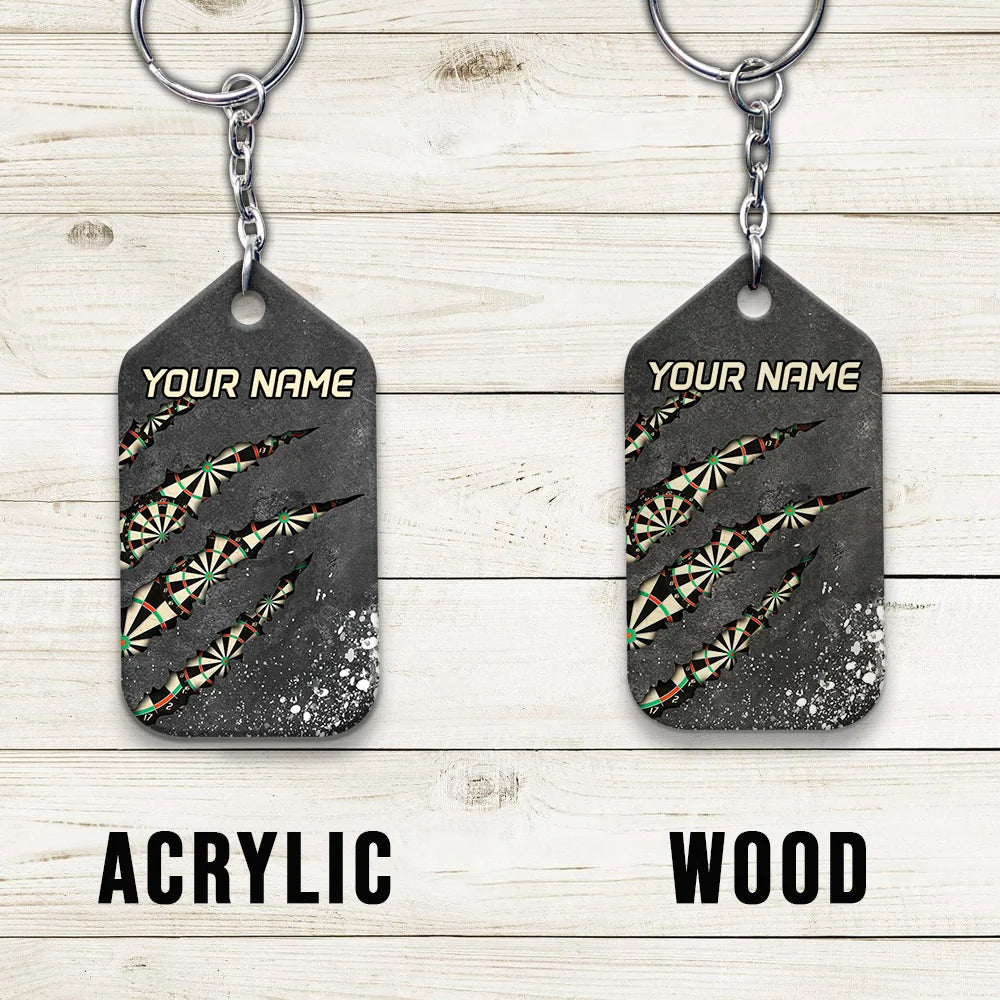 Thunder Dartboard Personalized Name 3D Viking And Darts Keychain For Dart Team Player 02 ORN0180