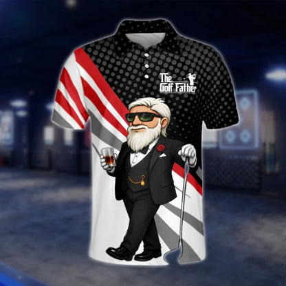 Men's The Golf Father Funny Man Golf Polo Shirts, Dad Golf Shirts GOF0207