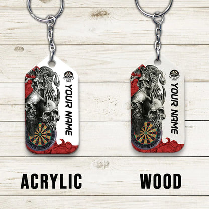 Dartboard Skull Personalized Name 3D Keychain For Darts Player ORN0185