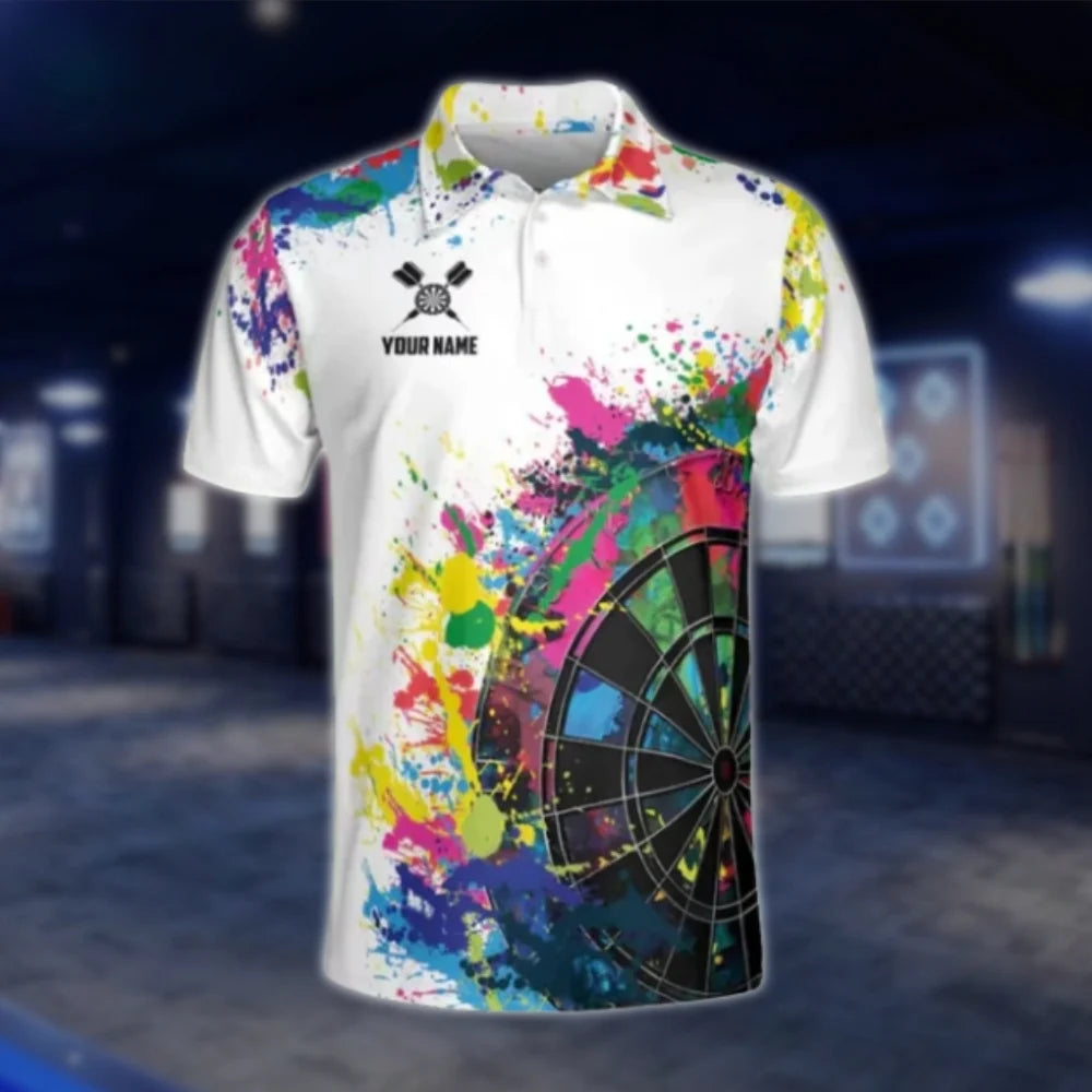 Aim Shoot Swear Repeat Personalized Colorful Dart Polo Shirt For Men, Custom Funny Darts Team Shirts DAT0392