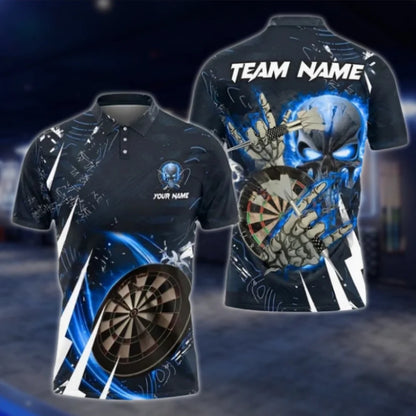 Custom Skeleton Dart Polo Shirt For Men, Custom Skull Darts Team Shirts DAT0432