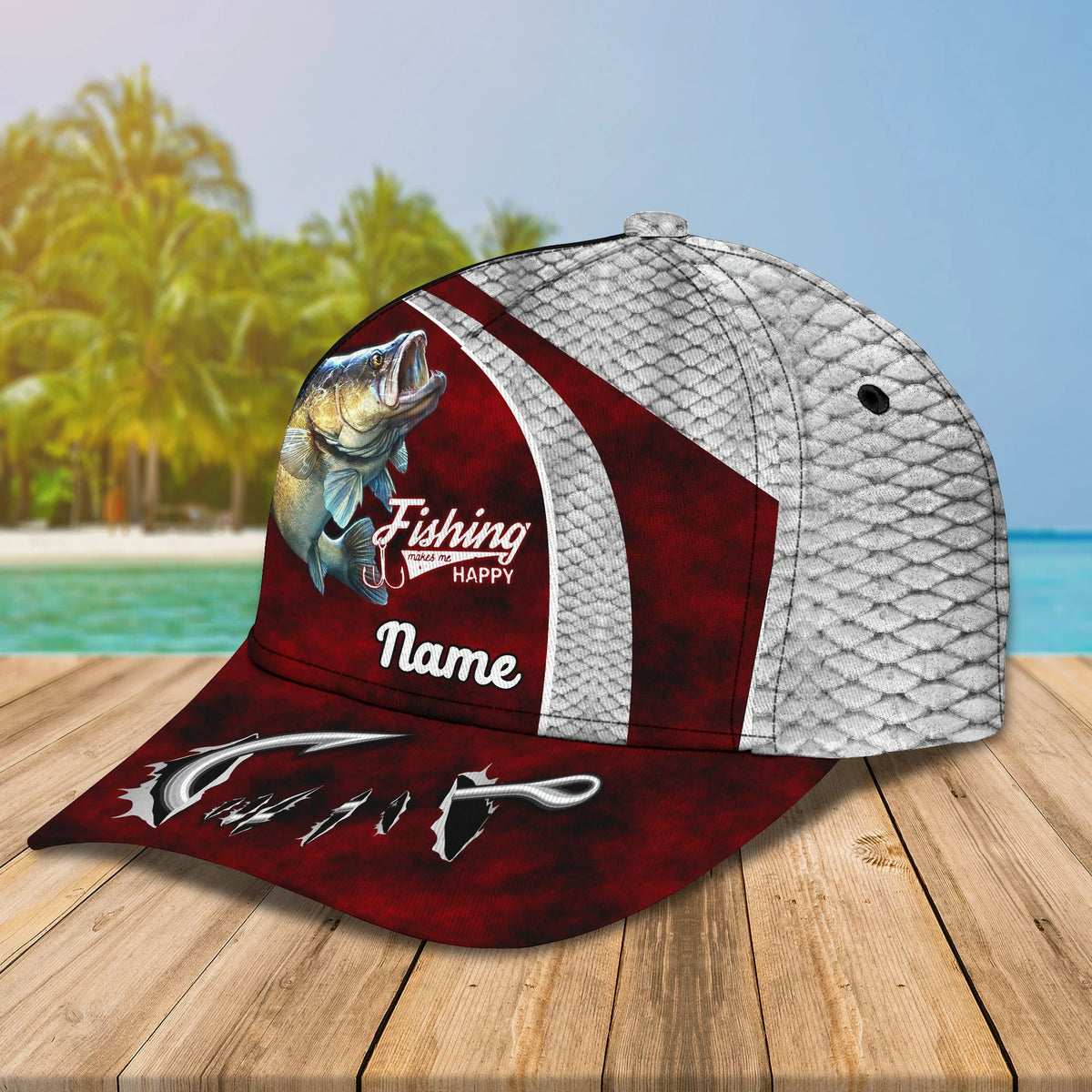 Walleye Fishing 13 - Personalize Name Cap  - Loop - Ntp-170 FISH0050
