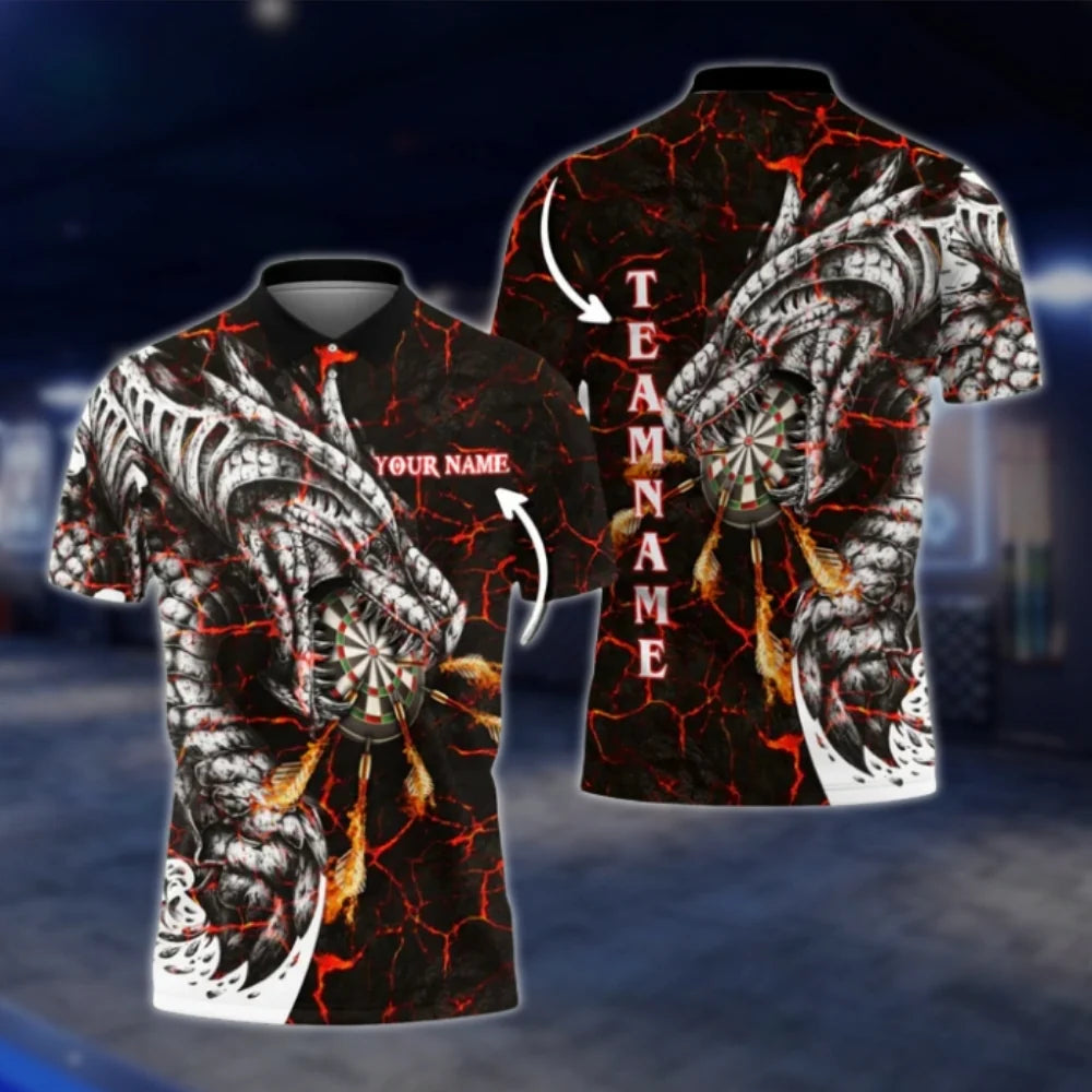 Dragon Magma Personalized Mens Dart Polo Shirt, Custom Dragon Team Dart Shirts DAT0262